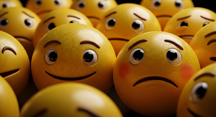 Yellow Emoji with Different Expressions