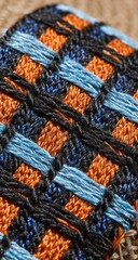 Closeup Woven Fabric Pattern With Geometric Design