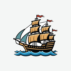 High-Quality Ship Vector Illustration – Nautical, Marine, and Vintage Sailing Designs for Graphic Projects