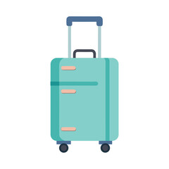 doodle cartoon vector illustration of a stylish wheeled suitcase