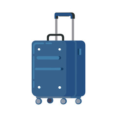 doodle cartoon vector illustration of a stylish wheeled suitcase