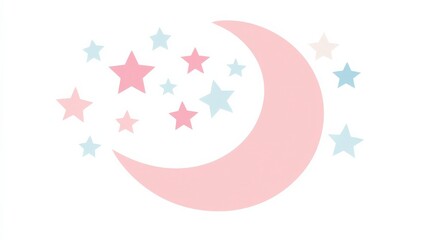 Pastel Stars and Moon Design for Sleep Therapy in White Background