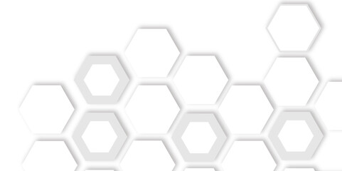 Abstract clean white background featuring a pattern of grey out line hexagons arranged like a honeycomb, Polygonal Honeycomb Elements, Luxury Pattern and Technology-Inspired Design