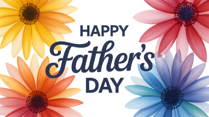 Happy fathers day colorful floral greeting card