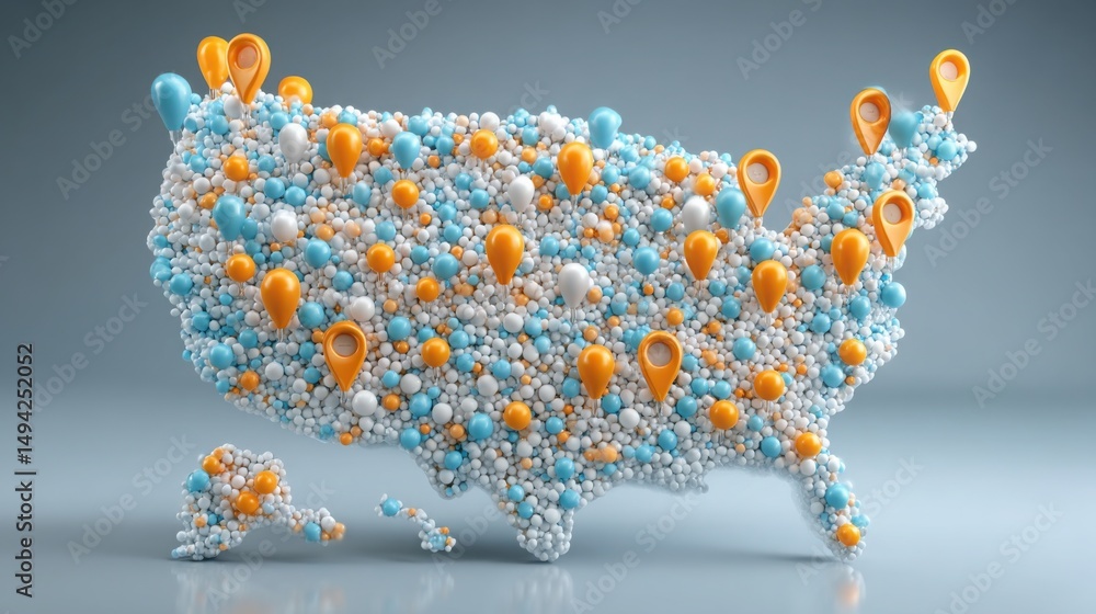 Poster detailed map of the united states highlighting inflation calibration in machine learning application
