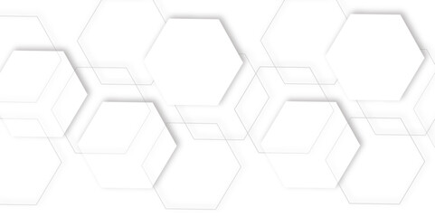 modern abstract background with overlapping white and  gray  out line hexagons,  3d effect pattern with shadow seamless . Use for book, poster, flyer, website vector illustration.