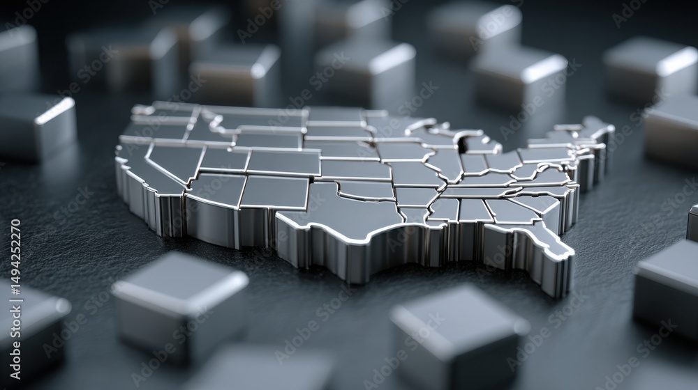 Aufkleber comprehensive map of the united states analyzing economic impact through quantum computing concepts 