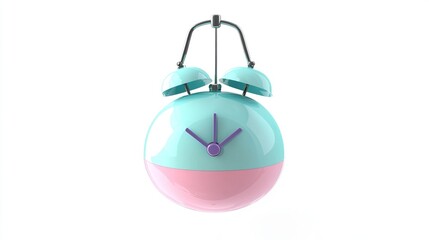 Obraz premium Mint-pink spherical alarm clock with metal accents
