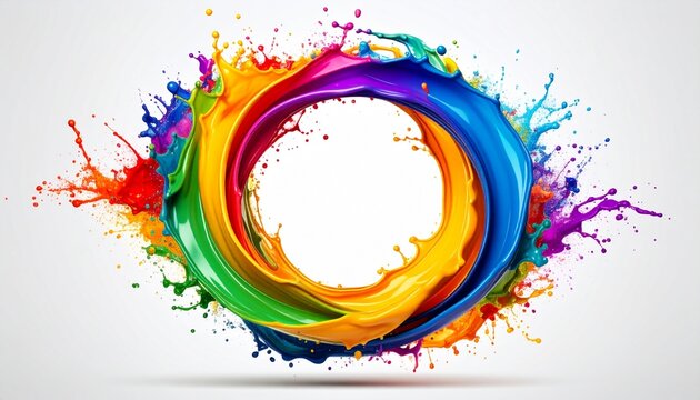 奥行きのある白い背景と勢いよく流れる液体の抽象的な背景