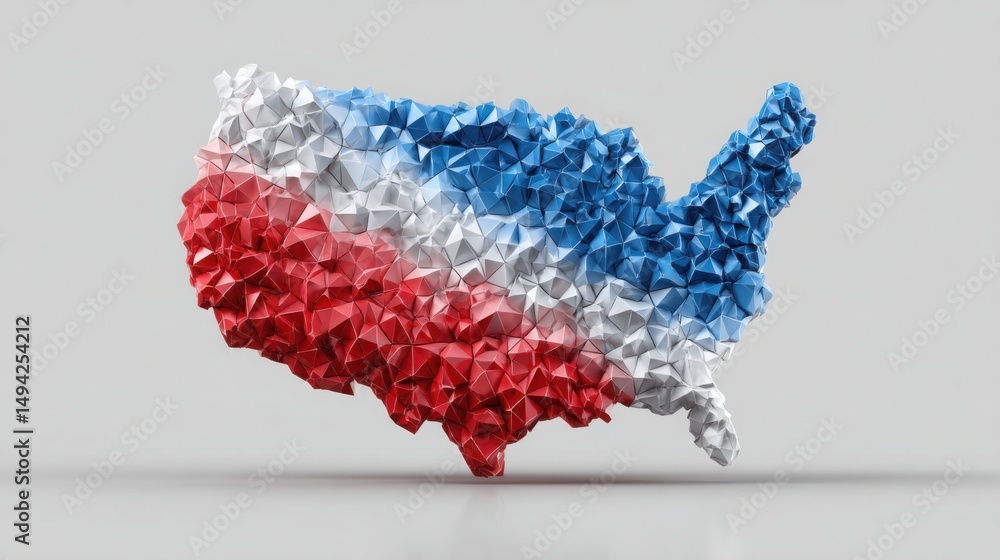 Poster the united states map displayed in the colors of the american flag representing smart commodity pric