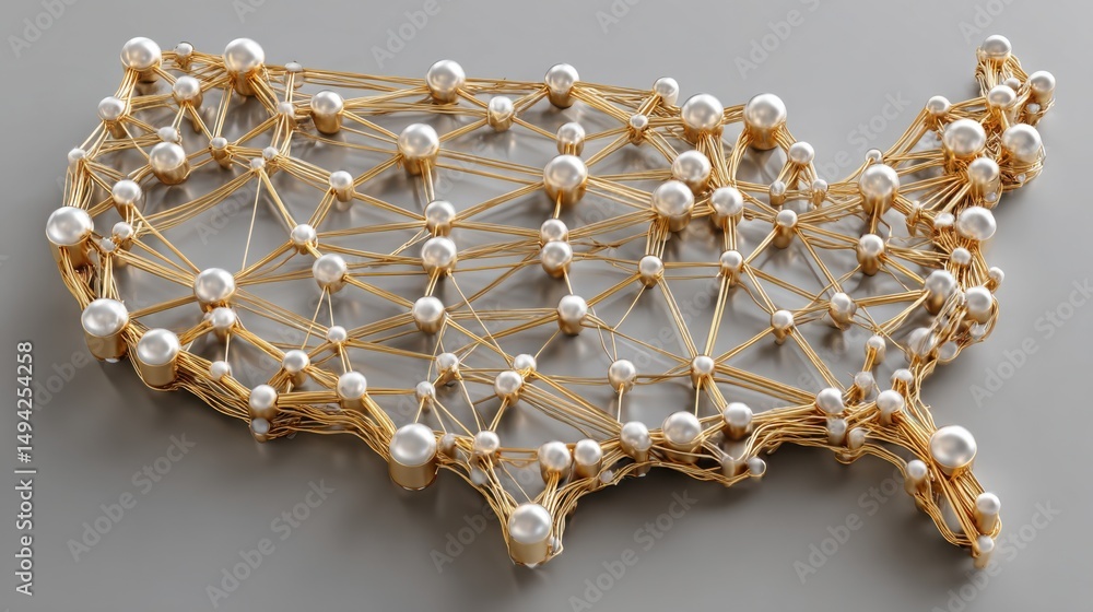 Poster intricate gold and white molecule structure representing smart commodity price index data in a marke