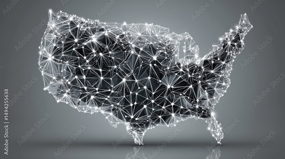 Poster visual representation of the usa utilizing a map to illustrate tech-assisted carbon tax model and st