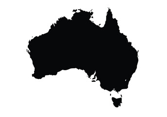Australia silhouette. This image displays the dark outline of the Australian map, highlighting its geographic form and borders. Vector clipart illustration design.