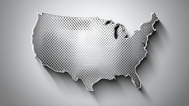 Unique usa map design crafted from metal mesh symbolizing technology-regulated currency issuance and economic stability