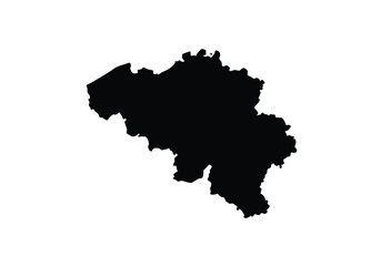 Fototapeta premium Belgium silhouette. This image shows the black silhouette of the Belgium map, highlighting its geographical shape and borders. Vector clipart illustration design.