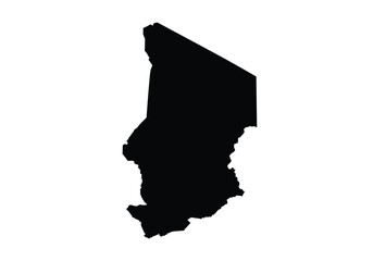 Chad silhouette. This image shows the black silhouette of Chad map, highlighting its geographical shape and borders. Vector clipart illustration design.