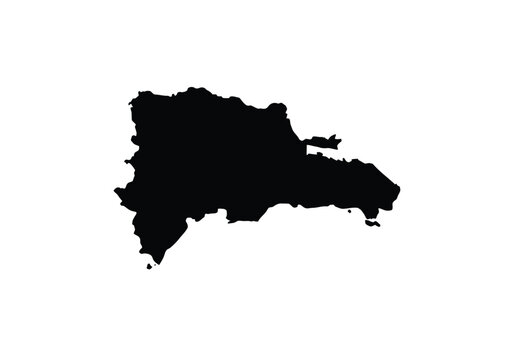 Dominican Republic silhouette. This image shows the black silhouette of Dominican Republic map, emphasizing its geographical shape and borders. Vector clipart illustration design.