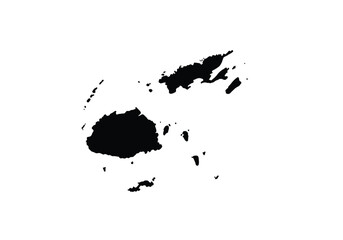 Fototapeta premium Fiji silhouette. This image shows the black silhouette of the Fiji map, emphasizing its geographical shape and borders. Vector clipart illustration design.