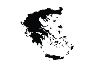 Greece silhouette. This image illustrates the black outline of the Greece map, with its country geographical shape and borders. Vector clipart illustration design.