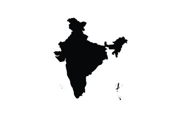 India silhouette. This image shows the black silhouette of the India map, highlighting its geographical shape and borders. Vector clipart illustration design.