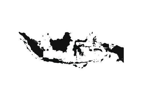 Indonesia silhouette. This image shows the black silhouette of the Indonesia map, highlighting its geographical shape and borders. Vector clipart illustration design.