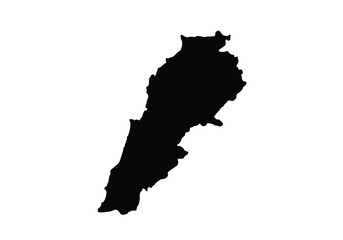 Lebanon silhouette. This image shows the black silhouette of the Lebanon map, highlighting its geographical shape and borders. Vector clipart illustration design.
