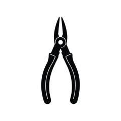 Black and white isolated silhouette of wire cutter pliers on white background