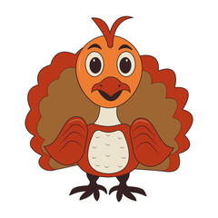 Happy Thanksgiving Day Cartoon Element. Vector Illustration on White Background.