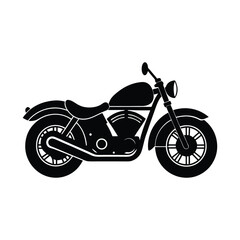 Obraz premium Classic black motorcycle silhouette isolated on white background perfect for design projects and icons