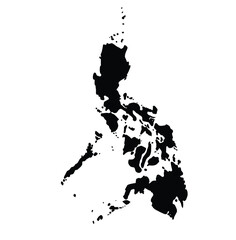Philippines silhouette. This image shows the black silhouette of the Philippines map, with its country geographical shape and borders. Vector clipart illustration design.