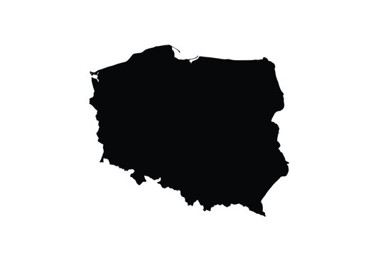 Fototapeta Poland silhouette. This image shows the black silhouette of the Poland map, with its country geographical shape and borders. Vector clipart illustration design.