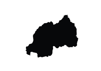 Obraz premium Rwanda silhouette. This image shows the black silhouette of the Rwanda map, with its country geographical shape and borders. Vector clipart illustration design.