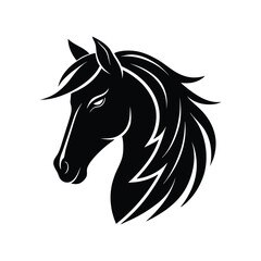 Elegant black horse head silhouette logo design vector illustration for branding or emblem