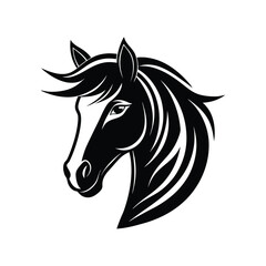 Elegant silhouette of a horse head in black and white design for logos and branding