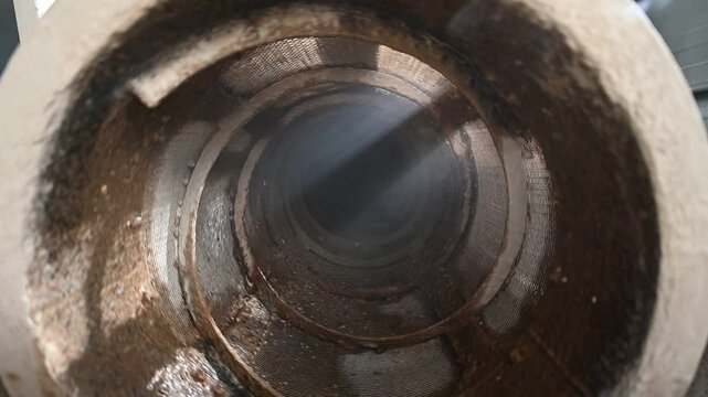 Output end of ball mill with mesh butara scrubber at plant
