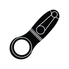 Abstract black and white design illustrating a mechanical tool or device component isolated