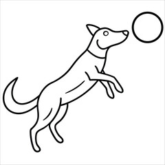 Jumping Dog Outline Energetic Motion Concept in Clean Vector Style