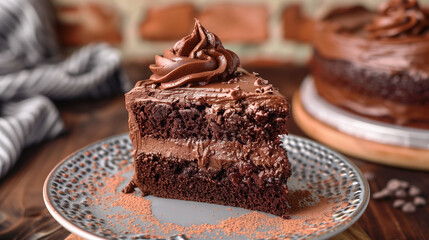 Soft and intense chocolate cake with chocolate whipped ganache
