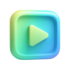 Play Button Icon in Square Frame with Rounded Edges on a PNG Background