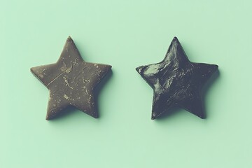 Minimalist Presentation of Textured Star Shapes on Pastel Background