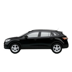 Naklejka premium Sleek black hatchback car with modern design, smooth curves, and tinted windows, parked plain background, showcasing