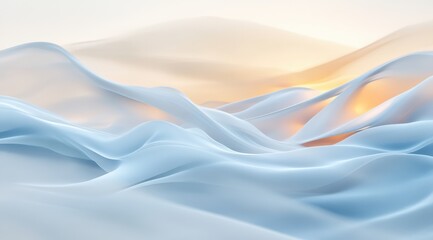 Obraz premium Serene, flowing pastel fabric draped in soft, undulating waves, illuminated by a warm, golden light source