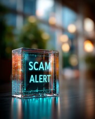 Scam alert warning. cybersecurity concept Warning sign for scam awareness and vigilance.