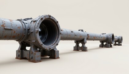 Rusty Industrial Pipe with Weathered Surface in a Neutral Background Displaying Vintage Machinery Elements