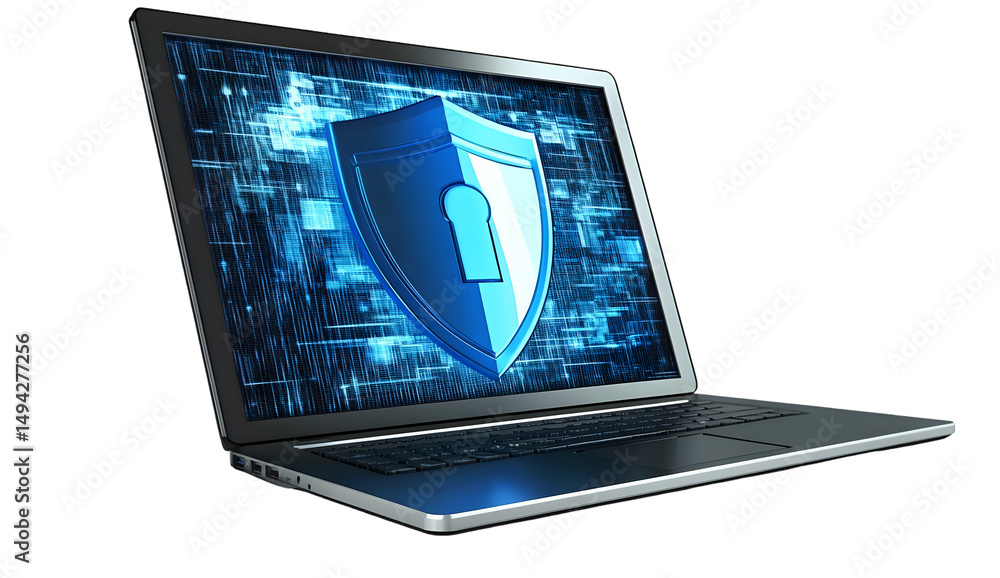 Poster laptop showing computer security and data protection