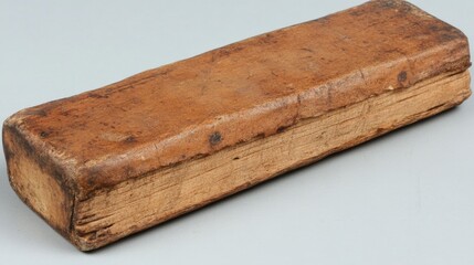 Fototapeta premium Vintage Leather Bound Book with Weathered Cover and Textured Spine