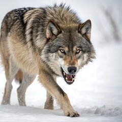 Fototapeta premium alpha wolf looking fierce front view on isolated