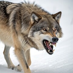 Fototapeta premium alpha wolf looking fierce front view on isolated