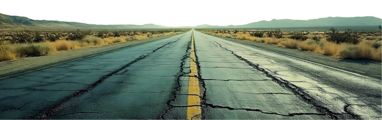 Desert road vanishing point landscape