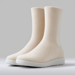 Stylish Cream Seamless Socks on a Minimalist Display Surface